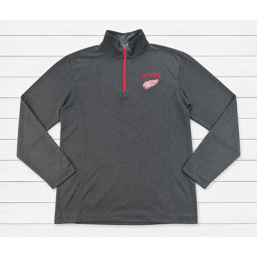 NHL Detroit Red Wings Quarter Zip Pullover Gray Red Hockey Fan Gorpcore Small